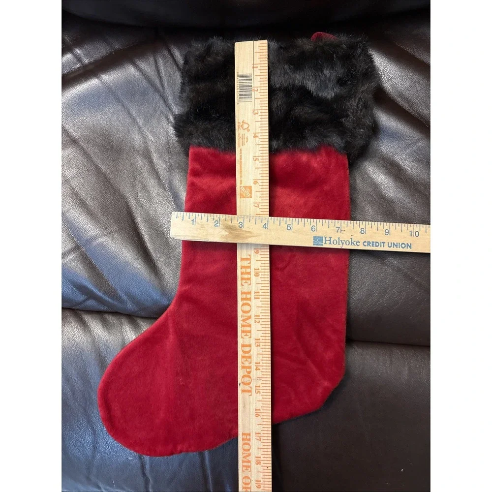 NEW RED CHRISTMAS‎ STOCKING BROWN FAUX FUR CUFF 18